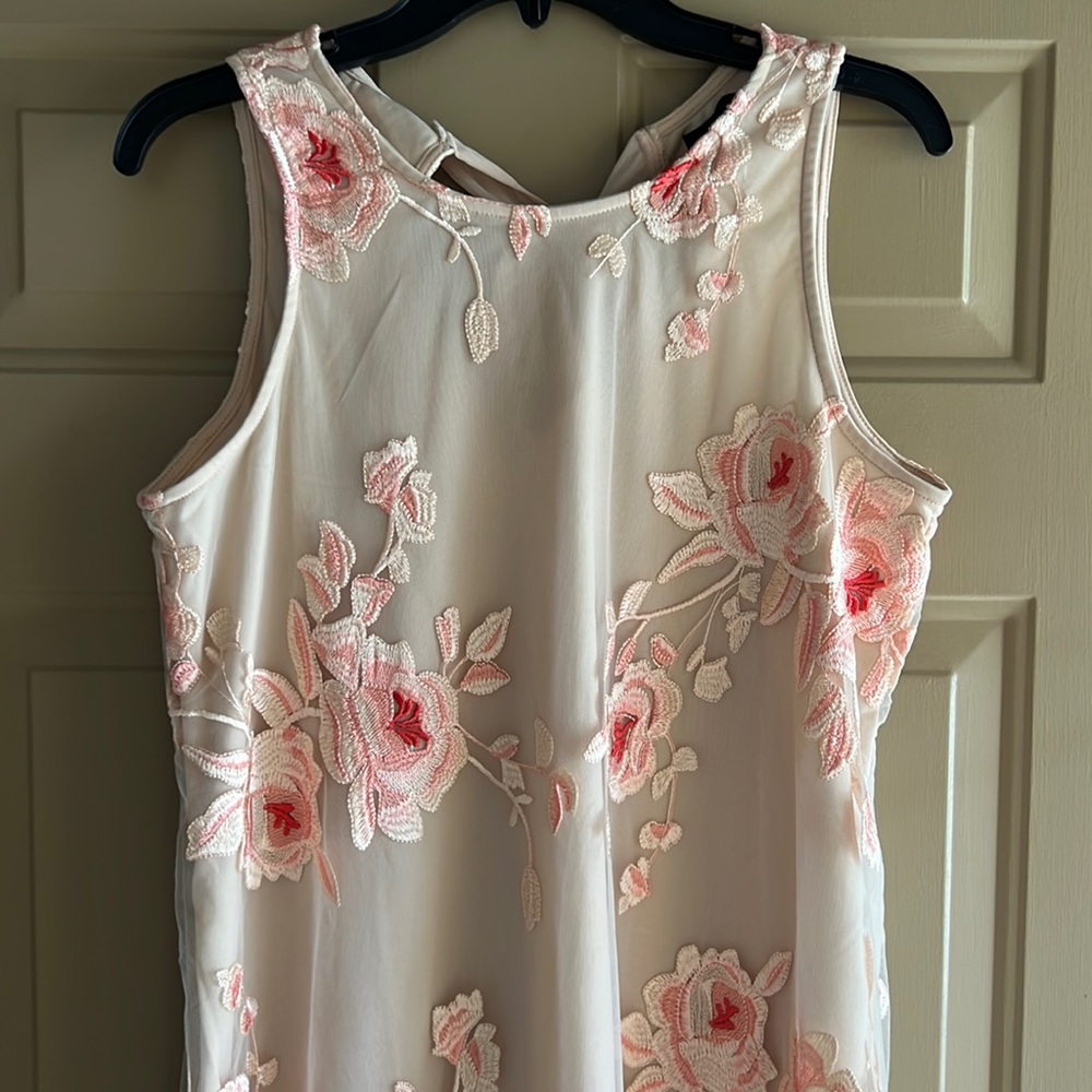 Embroidered Floral Mesh Swing Dress